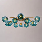 Modern 8/12/16-Light Semi-Flush Mount Ceiling Light Sputnik Lights Fixture with Teal Bubble Glass Globes