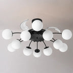 Sputnik Semi Flush Mount Bubble Ceiling Fan with 8/12 Light Modern Glass Globe Fan Light Combo with Remote Control