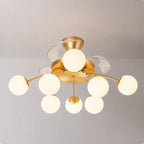 Sputnik Semi Flush Mount Bubble Ceiling Fan with 8/12 Light Modern Glass Globe Fan Light Combo with Remote Control