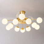 Sputnik Semi Flush Mount Bubble Ceiling Fan with 8/12 Light Modern Glass Globe Fan Light Combo with Remote Control