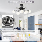 Sputnik Semi Flush Mount Bubble Ceiling Fan with 8/12 Light Modern Glass Globe Fan Light Combo with Remote Control