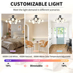 Sputnik Semi Flush Mount Bubble Ceiling Fan with 8/12 Light Modern Glass Globe Fan Light Combo with Remote Control