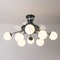 Sputnik Semi Flush Mount Bubble Ceiling Fan with 8/12 Light Modern Glass Globe Fan Light Combo with Remote Control