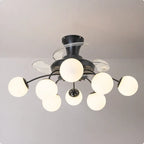 Sputnik Semi Flush Mount Bubble Ceiling Fan with 8/12 Light Modern Glass Globe Fan Light Combo with Remote Control