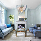 Modern Glam Glass Disc Tiered Chandelier Coastal Round Disk Glass Art Pendant Light