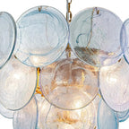 Modern Glam Glass Disc Tiered Chandelier Coastal Round Disk Glass Art Pendant Light