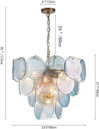 Modern Glam Glass Disc Tiered Chandelier Coastal Round Disk Glass Art Pendant Light