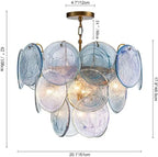 Modern Glam Glass Disc Tiered Chandelier Coastal Round Disk Glass Art Pendant Light