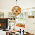 Murano-Style Amber Lotus Leaf Glass Platter Chandelier Spherical Handcrafted Art Glass Disk Pendant Light