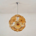 Murano-Style Amber Lotus Leaf Glass Platter Chandelier Spherical Handcrafted Art Glass Disk Pendant Light