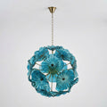 Murano-Style Blue Lotus Leaf Glass Chandelier Modern Handcrafted Art Disk Glass Pendant Light