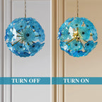 Murano-Style Blue Lotus Leaf Glass Chandelier Modern Handcrafted Art Disk Glass Pendant Light
