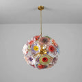 Murano-Style Colorful Lotus Leaf Glass Plate Chandelier Artistic Lotus Floral Disc Pendant Light