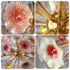Murano-Style Colorful Lotus Leaf Glass Plate Chandelier Artistic Lotus Floral Disc Pendant Light