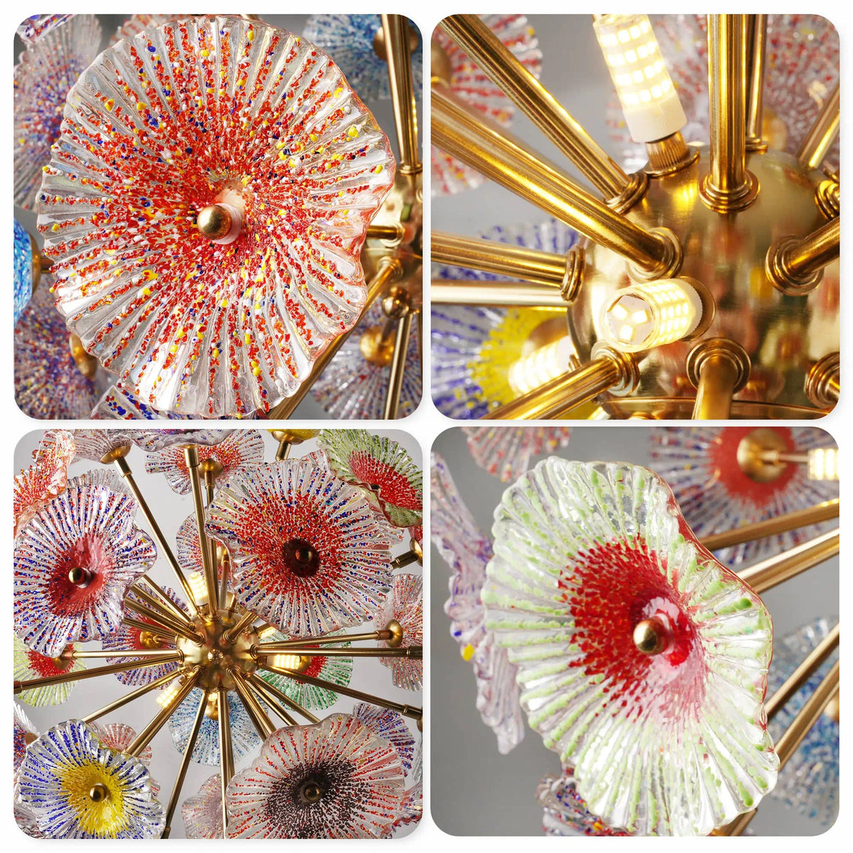 Murano-Style Colorful Lotus Leaf Glass Plate Chandelier Artistic Lotus Floral Disc Pendant Light