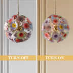 Murano-Style Colorful Lotus Leaf Glass Plate Chandelier Artistic Lotus Floral Disc Pendant Light