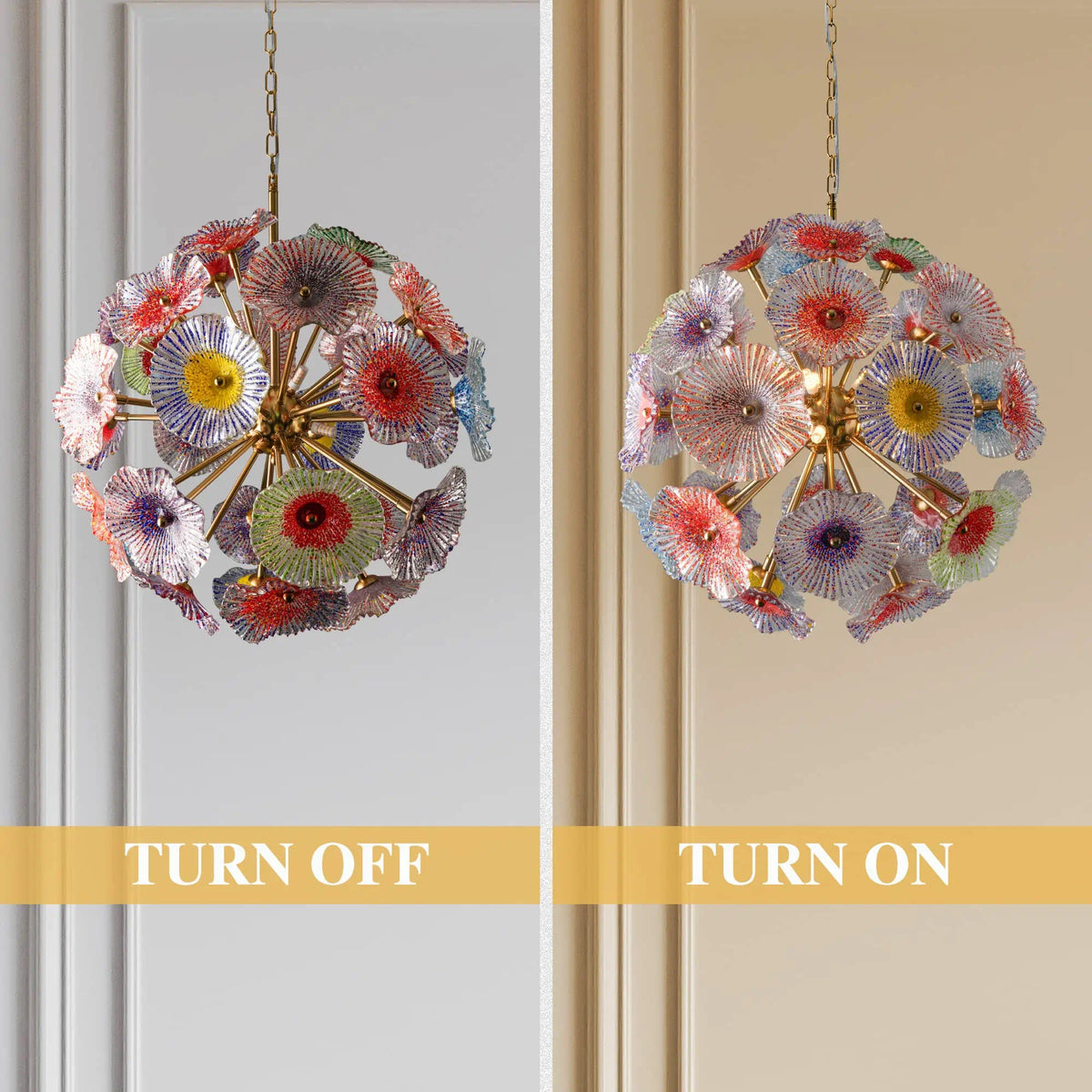Murano-Style Colorful Lotus Leaf Glass Plate Chandelier Artistic Lotus Floral Disc Pendant Light