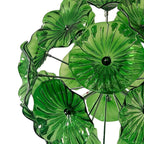 Murano-Style Green Lotus Leaf Glass Disk Chandelier Globular Handcrafted Floral Art Pendant Light