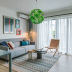 Murano-Style Green Lotus Leaf Glass Disk Chandelier Globular Handcrafted Floral Art Pendant Light