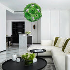 Murano-Style Green Lotus Leaf Glass Disk Chandelier Globular Handcrafted Floral Art Pendant Light