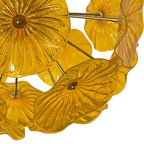 Murano-Style Yellow Lotus Leaf Glass Platter Chandelier Handcrafted Modern Art Glass Disk Pendant Light
