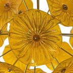 Murano-Style Yellow Lotus Leaf Glass Platter Chandelier Handcrafted Modern Art Glass Disk Pendant Light