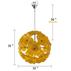 Murano-Style Yellow Lotus Leaf Glass Platter Chandelier Handcrafted Modern Art Glass Disk Pendant Light