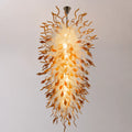 Large Blown Glass Waterfall Chandelier White With Amber End Artistic Sculptural Pendant Light For Hotels Foyer Staircase