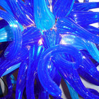 Ocean Blue Murano-Inspired Hand-Blown Glass Starburst Chandelier Artisan Sputnik Pendant Lamp