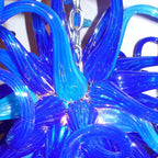 Ocean Blue Murano-Inspired Hand-Blown Glass Starburst Chandelier Artisan Sputnik Pendant Lamp