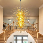 Large Amber Blown Glass Art Chandelier Chihuly Style Sculptural Coral-Inspired Pendant Light