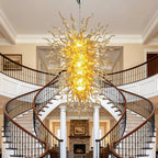 Large Amber Blown Glass Art Chandelier Chihuly Style Sculptural Coral-Inspired Pendant Light