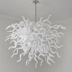 Chihuly-Style Artisan Blown Glass Chandelier Modern Minimalist Milk White Pendant Light
