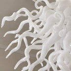 Chihuly-Style Artisan Blown Glass Chandelier Modern Minimalist Milk White Pendant Light