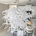 Chihuly-Style Artisan Blown Glass Chandelier Modern Minimalist Milk White Pendant Light