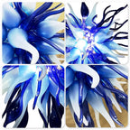 Modern Blue Sputnik Starburst Blown Glass Chandelier Sea Urchin Inspired Pendant Light