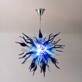 Modern Blue Sputnik Starburst Blown Glass Chandelier Sea Urchin Inspired Pendant Light