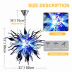 Modern Blue Sputnik Starburst Blown Glass Chandelier Sea Urchin Inspired Pendant Light
