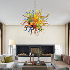 Hand-Blown Art Glass Chandelier Rainbow Pendant light Multi Color Glass Sculpture Hanging Lamp