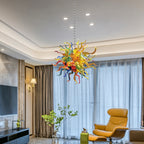 Hand-Blown Art Glass Chandelier Rainbow Pendant light Multi Color Glass Sculpture Hanging Lamp