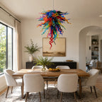 Kaleidoscope Multicolor Hand-Blown Glass Chandelier Artisan Murano-Style Sculptural Pendant Light