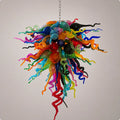 Kaleidoscope Multicolor Hand-Blown Glass Chandelier Artisan Murano-Style Sculptural Pendant Light
