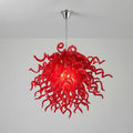 Crimson Flame Hand-Blown Glass Chandelier Red Twisted Glass Sculptural Artistic Pendant Light