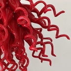 Crimson Flame Hand-Blown Glass Chandelier Red Twisted Glass Sculptural Artistic Pendant Light