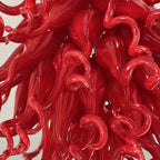 Crimson Flame Hand-Blown Glass Chandelier Red Twisted Glass Sculptural Artistic Pendant Light