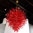 Scarlet Flame Artisan Spiral Glass Chandelier Bold Ruby Red Sculptural Pendant Light