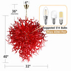 Scarlet Flame Artisan Spiral Glass Chandelier Bold Ruby Red Sculptural Pendant Light