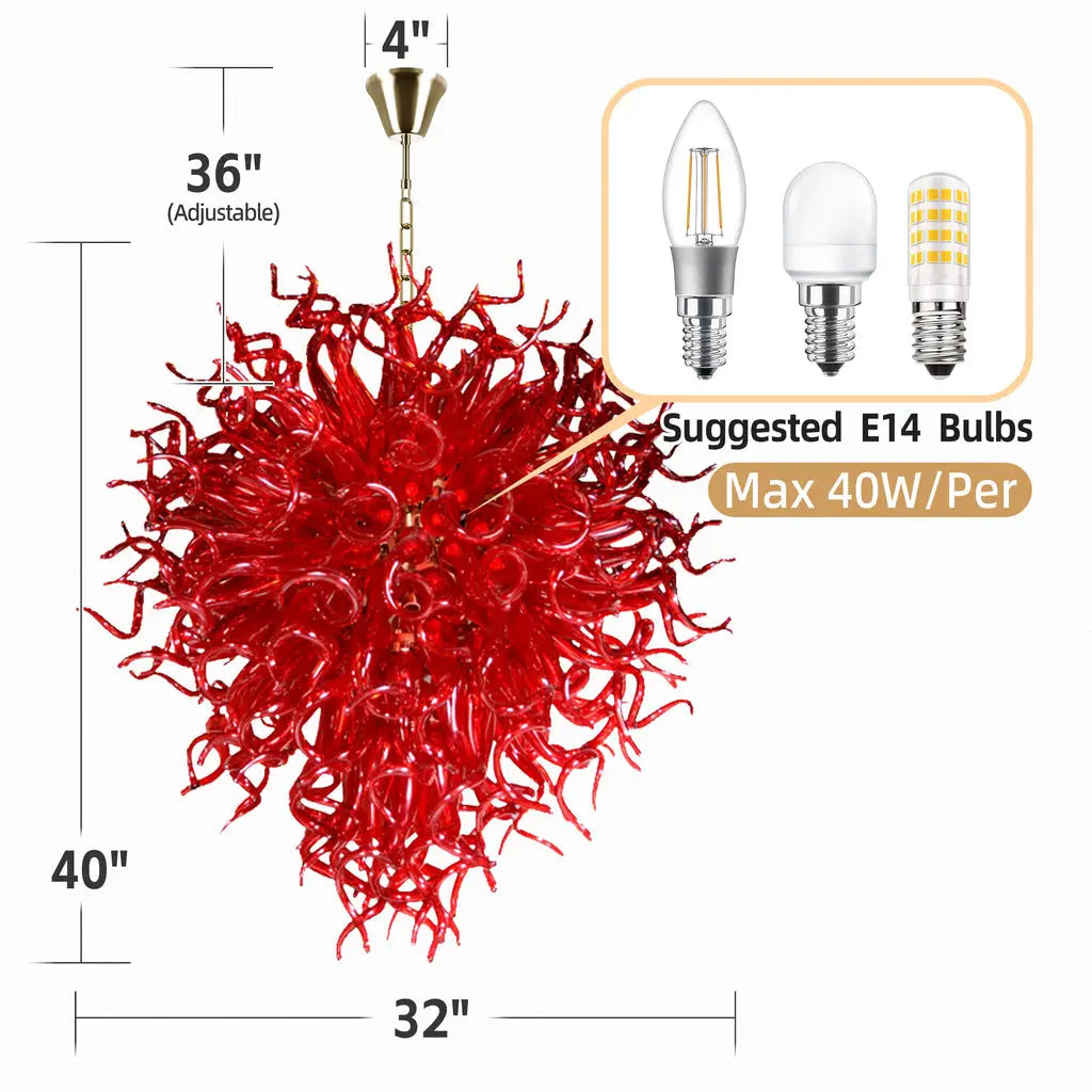 Scarlet Flame Artisan Spiral Glass Chandelier Bold Ruby Red Sculptural Pendant Light