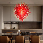 Scarlet Flame Artisan Spiral Glass Chandelier Bold Ruby Red Sculptural Pendant Light