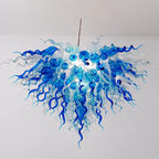 Blue & Clear Blown Sculpture Glass Chandelier Chihuly-Style Twisted Hanging lamp Murano Art Pendant Light